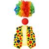 3 Pezzi Gilet da Clown con Parrucca e Naso Confortevole per Feste a Tema