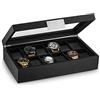 Glenor Co Scatola per orologi da uomo, 12 scomparti, design in fibra di carbonio, grande supporto, fibbia in metallo, colore nero