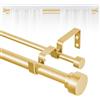 TANGWIN Asta per tenda doppia, doppia asta per tende dorata, aste per tende doppie per finestre da 167,6 a 300 cm, resistente tenda a doppia asta, asta doppia regolabile da 2,5 cm, aste per tende