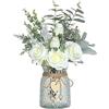 VIERENA Fiori finti con vaso, rose artificiali in seta in vaso, piante finte di eucalipto composizione floreale per casa, ufficio, fattoria, bagno, tavolo da pranzo, centrotavola, colore: bianco
