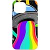 Extraterrestrial Flying Saucer Gifts Custodia per iPhone 16 Pro Max Hippie alieno cosmico UFO Rainbow Beam