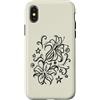 Ornamental Floral Art Custodia per iPhone X/XS Y2K Orchid Flower Line Art Tattoo Stile Tatuaggio Anni '90