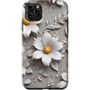 Floral Silver Flower Gifts Custodia per iPhone 11 Pro Max Motivo margherita bianca con centro giallo arte floreale
