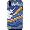 Kidcore Cartoon Style Solar System Gifts Custodia per iPhone XS Max Blue Cosmic Planet Rocket Planets, graziosa opera d'arte spaziale retrò