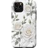 Floral Silver Flower Gifts Custodia per iPhone 11 Pro Motivo floreale rosa bianca elegante fiori romantici
