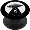 Extraterrestrial Flying Saucer Gifts Black White UFO Birra Abduction Space Art PopSockets PopGrip Adesivo