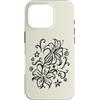 Ornamental Floral Art Custodia per iPhone 16 Pro Y2K Orchid Flower Line Art Tattoo Stile Tatuaggio Anni '90
