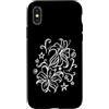 Ornamental Floral Art Custodia per iPhone X/XS Y2K 90s Line Art Tatuaggio Stile Fiore Orchidea