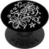 Ornamental Floral Art Y2K 90s Line Art Tatuaggio Stile Fiore Orchidea PopSockets PopGrip Adesivo