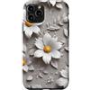 Floral Silver Flower Gifts Custodia per iPhone 11 Pro Motivo margherita bianca con centro giallo arte floreale