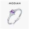 MODIAN Anello da cocktail con goccia d'acqua in argento sterling 925 Anelli classici con zirconi viola per le donne Gioielleria raffinata femminile