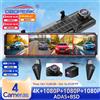 OBDPEAK 4K Dash Cam Record a 4 canali 1080P ADAS BSD Car DVR WIFI APP Specchietto retrovisore Videoregistratore automatico Telecamera Ultra HD 24H Parcheggio