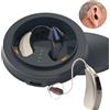 tindodo Apparecchi acustici ricaricabili CR435S RIC Invisibile dietro l'orecchio Amplificatore del suono Custodia di ricarica portatile con cancellazione del rumore Senior
