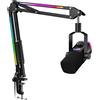 FIFINE Kit microfono da gioco FIFINE AM8PROT con braccio ad asta, microfono dinamico per streaming XLR/USB con luce RGB, tocco a mute e controllo mix