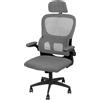 NONE Sedia da scrivania ergonomica con poggiatesta, braccioli regolabili, inclinazione + ° Sedia da ufficio per scrivania domestica, nero grigio