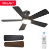 IRALAN Ventilatori da Soffitto Silenziosi con Luce e Telecomando, Grandi Ventilatori Industriali a 5 Pale da 42/52 Pollici, Lampada Ventilatore da Soffitto Multifunzionale