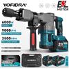 YOFIDRA Martello Demolitore Elettrico Brushless 6000W Professionale, Utensile da Perforazione Senza Fili per Batteria Makita 21V