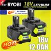 Batteria di ricambio RYOBI P108 18V 12Ah per serie ONE+, compatibile con P203 P204 P210 RB18L50 RB18L20, agli ioni di litio ad alta capacità
