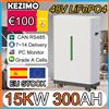 KEZIMO Batteria LiFePO4 48V 300Ah 51.2V 15KW 10000+ Cicli, Celle Nuove di Grado A, BMS Bluetooth, CAN, RS485, Equalizzatore Integrato, EU Senza Tasse