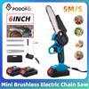 NONE Podofo Motosega Elettrica da 6 Pollici con 2 Batterie, Motosega Brushless Mini Portatile per Potatura, Utensile da Taglio per Lavorazione del Legno