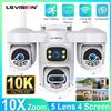 LS VISION Telecamere di Sorveglianza LS VISION con Quattro Schermi, Zoom 10X, 3/5 Lenti PTZ, WiFi 2.4G/5G, IP CCTV con Tracciamento AI, Compatibile con PC Client Okam