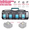 GECOFEER Stazione di ricarica per batterie al litio DC18SF a 2/4 porte, caricabatterie universale per batterie Makita 14.4V 18V BL1430 BL1830, dispositivo di ricarica a doppio uso con funzione di power bank