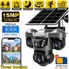 V380 Telecamera Solare 4G 15MP 8K HD con Scheda SIM Europea, Tripla Lente, Tre Schermi, Impermeabile per Esterni, Batteria, Videosorveglianza CCTV V380