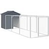 Gecheer Casetta,per Cani,Cuccia,Gabbia,da Esterno,con Corsa,in Acciaio Zincato,Antracite,117x405x123 cm,Casetta per Cani da Esterno,Cucce per Cani da Esterno,Gabbia per Cani in Metallo