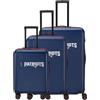 travelite NFL Set Valigie Rigide New England Patriots, 3 pezzi S/M/L, 36/80/103 L, guscio rigido ABS, set valigie con lucchetto TSA, 4 doppie ruote ed espansione taglia M
