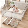 Julrrimg 150x150cm Box Bambini con Materassino, XXL Recinto per Bambini | Recinto Neonato con Rete Traspirante Sui Quattro Lati e Ventose, con porta con cerniera e 4 anelli
