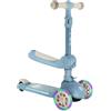 MoMi DEBE Monopattino Evolutivo Bambino 2 in 1 con Seduta - Cavalcabile da 1 anno fino a 50 kg - Pieghevole, 3 Ruote con luci LED, Pedana Luminosa, Manubrio Regolabile (69-75 cm)