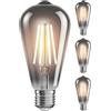 ledscom.de 4x lampadina LED E27, ST64, bianco extra caldo (1800 K), 7,6 W, 240lm, vetro fumé