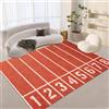 UUZEAI Tappeto arancione con motivo a pista di atletica e numeri, tappeto lavabile a tema sportivo per soggiorno, camera da letto, aula, tappetino antiscivolo 150x180cm