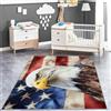 Generic Tappeto in flanella Animale Bandiera Americana stampata Tappeto per la cameretta dei bambini in peluche corto lavabile Bianco E Giallo tappeto del soggiorno 90 x 150 cm