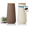 AdHoc MP159 Scape - Set di macinapepe e sale in rilievo, beige scuro e beige chiaro, con macinino in ceramica CeraCut®, regolabile in modo continuo, leggero e facile da usare, in confezione regalo