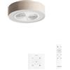 CREATE / WIND CLEAR EASY S/Ventilatore da soffitto con pale nascoste lino naturale con controllore e telecomando / 40W, Silenzioso, Ø50 cm, luce LED 3 temperature, temporizzatore, estate-inverno