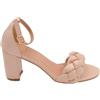 Malu Shoes Sandalo Donna Beige Nude a Tacco Largo con Fascetta Intrecciata e Cinturino alla Caviglia Tacco Largo 8 cm Linea Basic