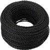GreenSun Cavo Elettrico Tessile - Cavi Elettrici 2x0.75mm² Filo Vintage Tessuto 2 fili Retro per Lampadario a Sospensione, Nero, 10M