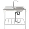 GDSKR Lavabo da lavoro in acciaio inox, lavello in acciaio inox su banco da lavoro, lavello da cucina autoportante, lavabo singolo, multifunzione, per ristorante, lavanderia, garage ed esterni