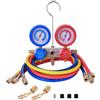 BACOENG Set di manometro CA per R32 R410a, kit di ricarica refrigerante A/C HVAC Manifold Manifold Gauge Set con tubi da 1,5 m e adattatori R410a