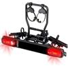Favoto Portabici per rimorchio per 2 biciclette, portabici pieghevole con protezione antifurto e luce posteriore, adatto per mountain bike e bici da strada da 20-29 pollici, max 40 kg