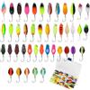 CHENYU Esche Artificiali Spinning Trota 43 Pezzi Set di Spoon Trout Area | 2.3g/2.8g/3.3g/5g Ondulanti Trota Spinning con Contenitore Esca Artificiale per Cucchiaini Pesca Spigola Luccio