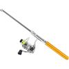 Aoresac Mini penna canna da pesca con mulinello, portatile, in lega di alluminio, retrattile, 94 cm, combo per mare, fiume, ghiaccio, roccia, barca, zattera, attrezzatura da viaggio leggera