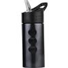 GALPADA Borraccia Sportiva in Acciaio Inox 500ml Cannuccia, Nera | Manico Portatile, Fondo Antiabrasione, Monostrato, per Party e Bodybuilding