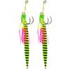 FOLANDO Ami Double Assist 1/0# 2 paia con copertura in silicone - acciaio ad alto tenore di carbonio resistente alla corrosione per pesca in mare