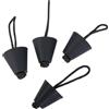 DEARMAMY 4 Pezzi Tappo di Scarico per Kayak con Cordino in Silicone Nero | Canoa e Dinghy, Design, Facile da Installare, Portatile, Previene L'ingresso D'acqua