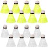 DHNEIYGC 16 Pezzi Palline da Badminton, Volani da Badminton in Nylon, 2 Colori Giallo e Bianco con Stabilità e Durata, per attività all'Aperto e al Coperto, Ricreative e Principianti