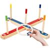 Générique Lanciare anelli di Legno Giocattolo di Legno Coordinazione occhio-Mano per | Kit Di Anelli Da Lancia Sportivo Colorato E Per E