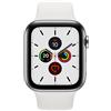 Apple Watch Series 5 (2019) | 44 mm | acciaio inossidabile | GPS + Cellular | argento | cinturino sportivo bianco - molto buono