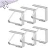 Jinpojun 6 Pezzi Tovaglia Clip in Acciaio,Ferma Tovaglia da Tavola Grandi,Ganci Fermatovaglia Morsetto Inox,per Outdoor Picnic Party(8 x 7cm)